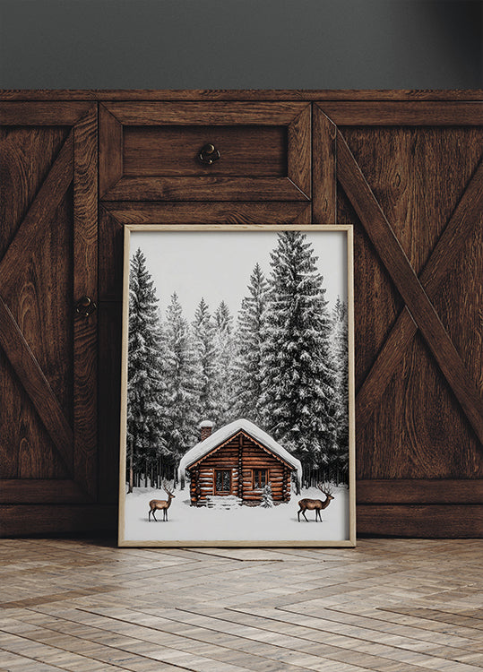 a picture of a cabin in the woods