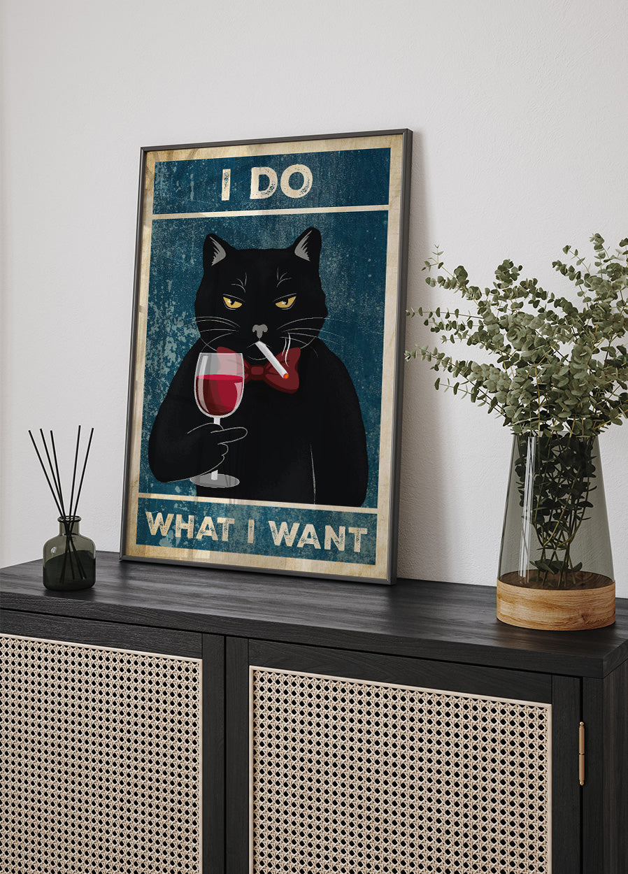 Poster met zelfverzekerde kattenhouding