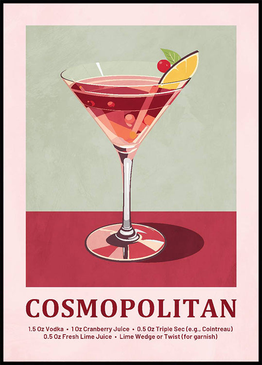 Cosmopolitan Cocktail Recept Poster