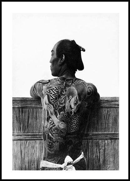 Man met tatoeage door Kusakabe Kimbei Poster 