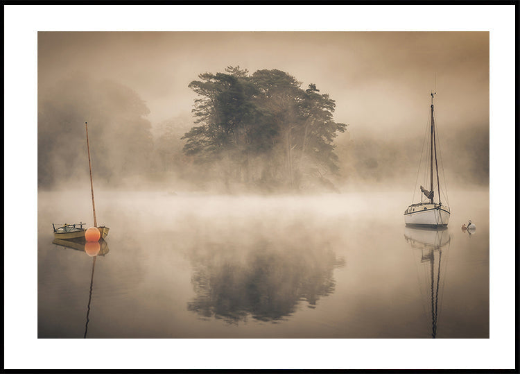 Poster Twee boten in de mist 