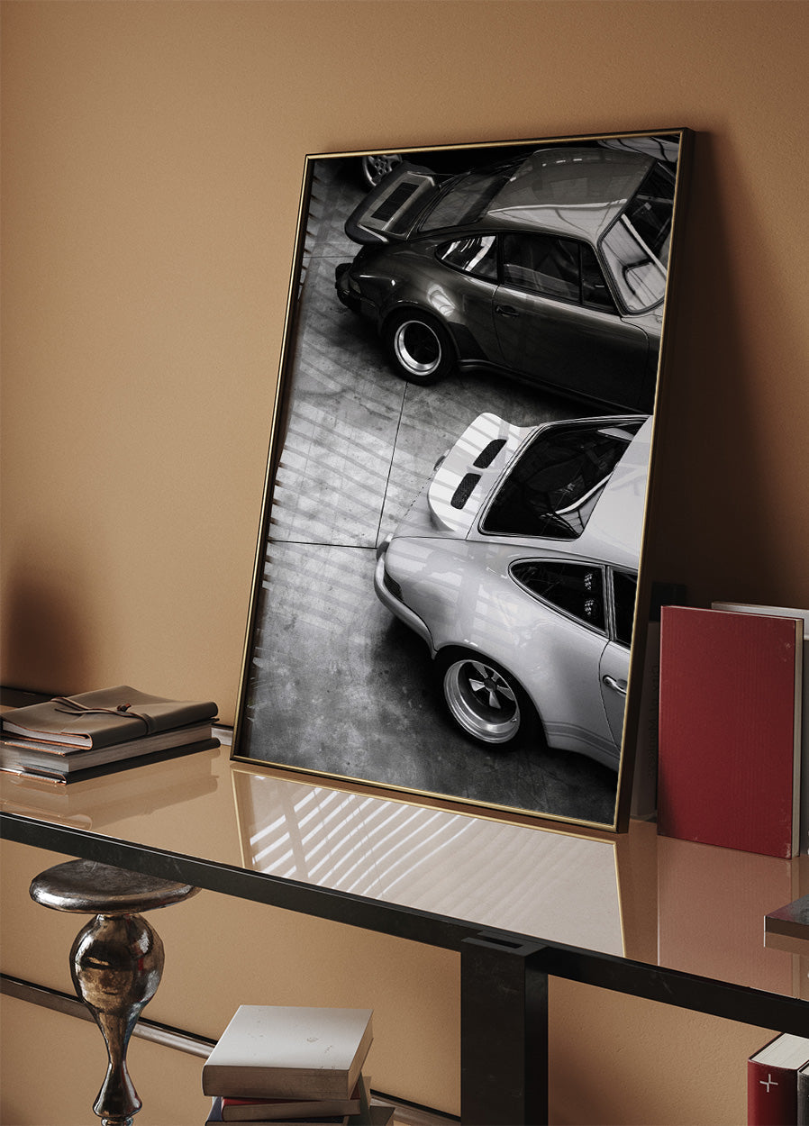 Klassieke Porsche in zwart-wit poster