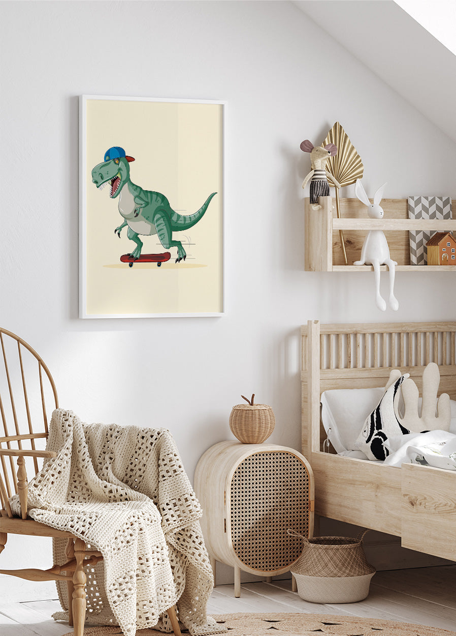 Skateboardende T-Rex-poster