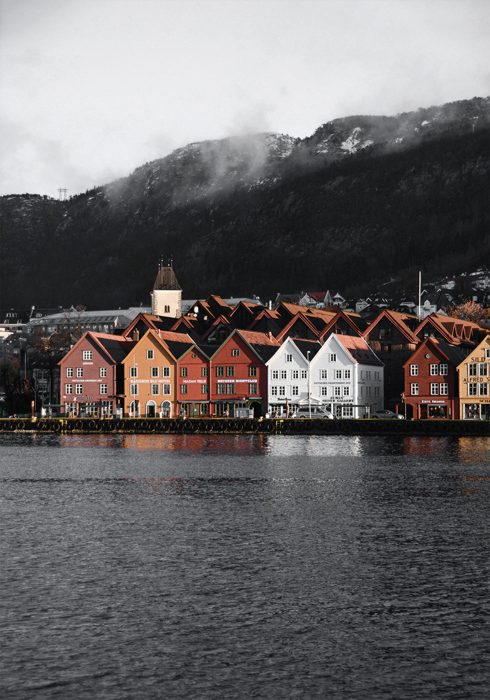 Bryggen Waterkant, Noorwegen-poster